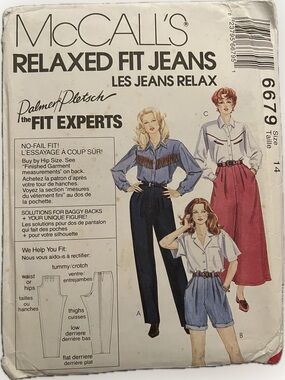 🍄Vintage New McCall’s 6679 Uncut Pattern Relaxed Fit Jeans Sewing Size 14